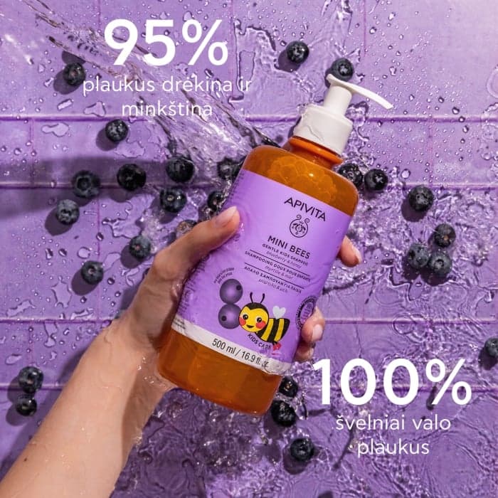 APIVITA šampūnas vaikams BLUEBERRY & HONEY, nuo 2 m., 500 ml-2