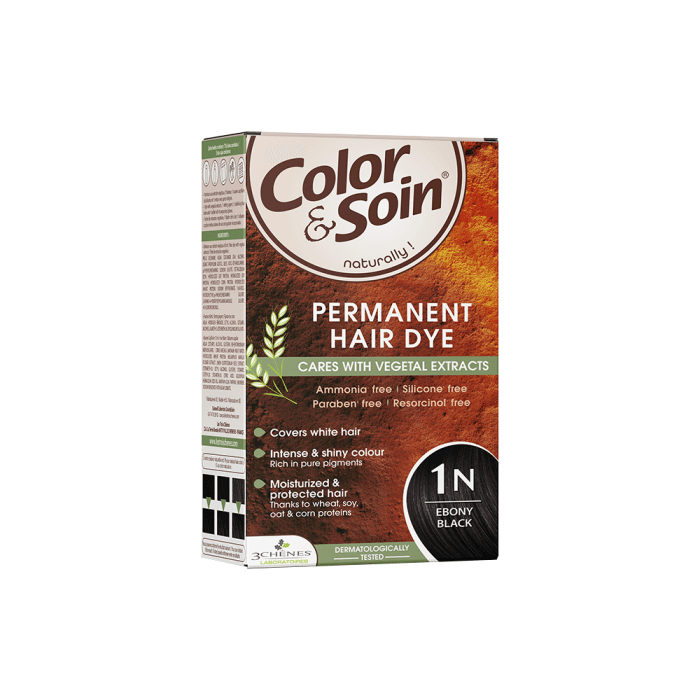 COLOR & SOIN plaukų dažai be amoniako 1N Ebony Black, 135 ml-1