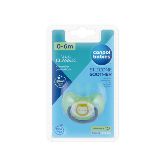 CANPOL BABIES ortodontinis silikoninis čiulptukas NIGHT DREAMS, 0–6 mėn., 1 vnt.-2