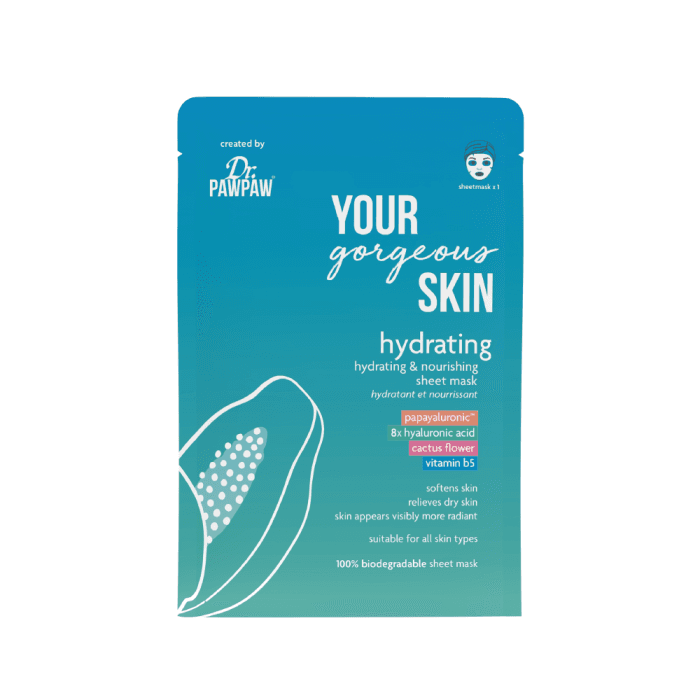DR. PAWPAW drėkinanti lakštinė veido kaukė HYDRATING, 25 ml