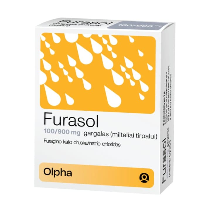 FURASOL, 100mg+900mg, 1 g, gargalas, milteliai tirpalui, N5