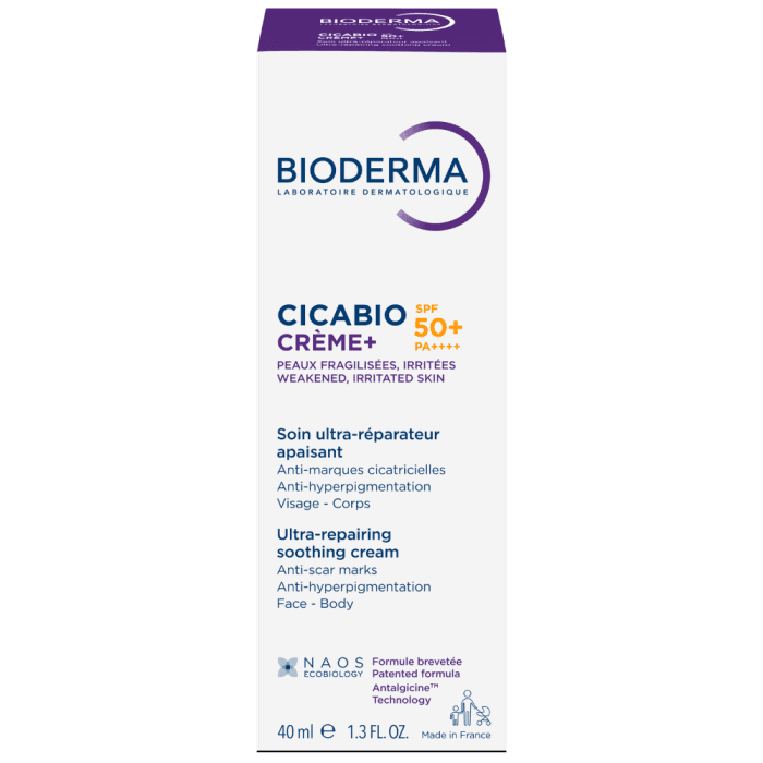 BIODERMA raminamasis kremas su aukšta apsauga nuo saulės CICABIO CREME+ SPF50+, 40 ml-1