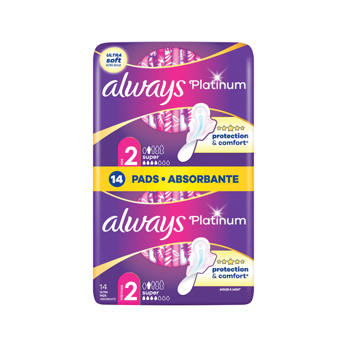 Higieniniai paketai ALWAYS Platinum Super, S2, 14 vnt., 14 vnt.