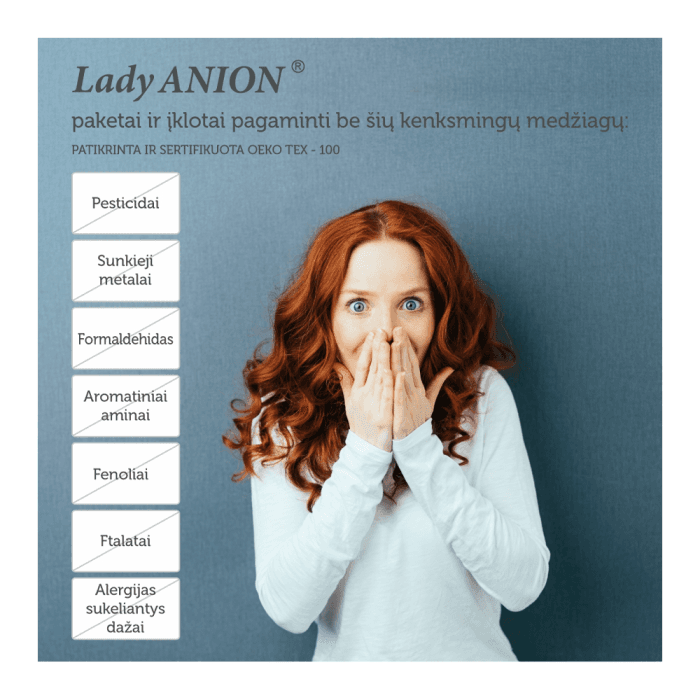 LADY ANION paketai po gimdymo su anijonų juostele POST PARTUM, LT-EKO-001, 10 vnt.-2