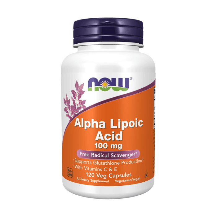 NOW ALPHA LIPOLIC ACID, 100 MG, 120 kapsulių