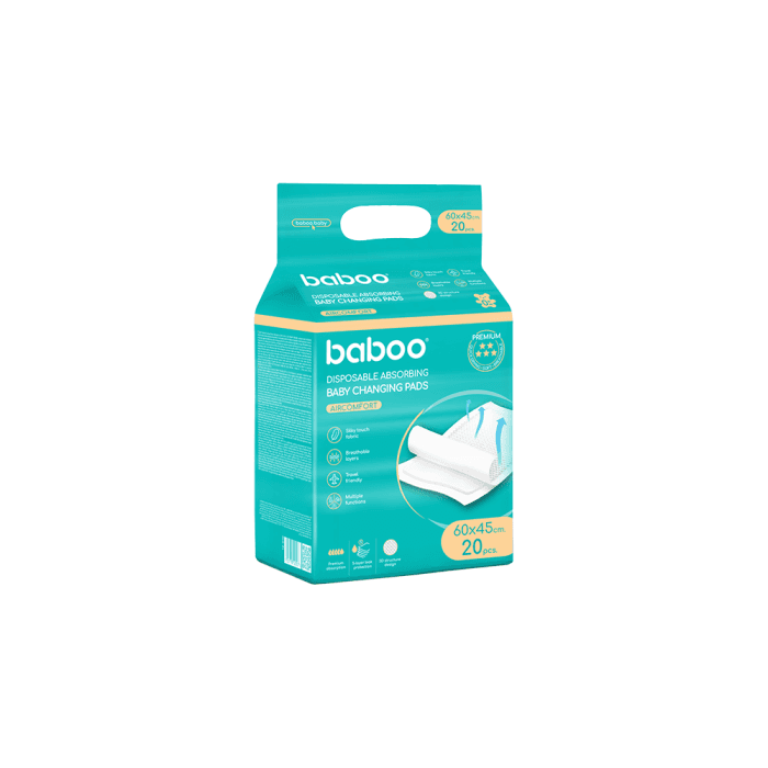 BABOO AirComfort vienkartiniai pervystymo paklotai, 60x45 cm, 20 vnt.