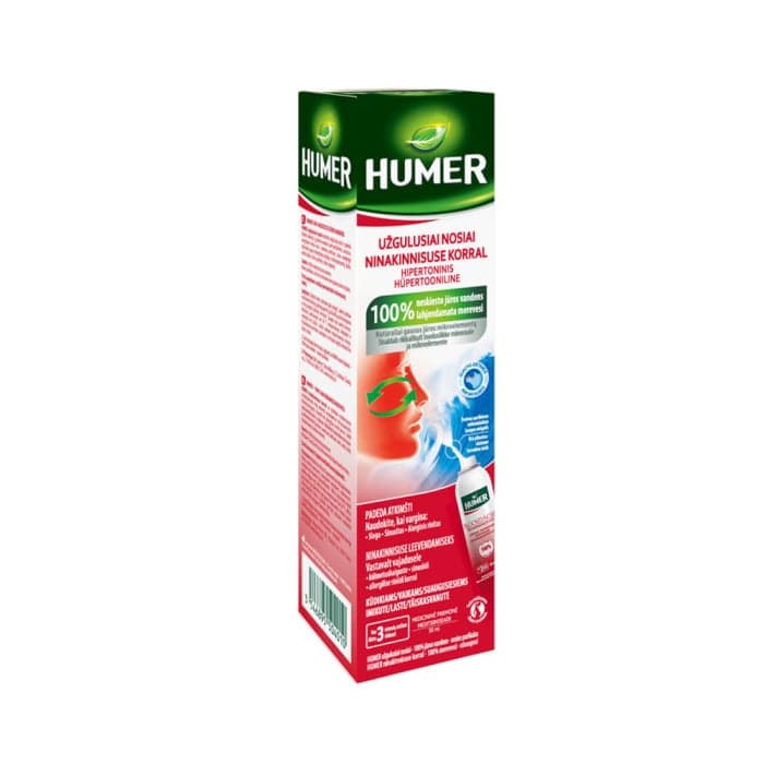 HUMER hipertoninis jūros vanduo užgulusiai nosiai, 50 ml