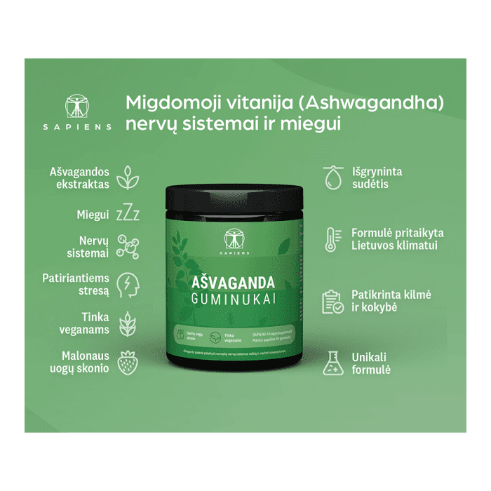 SAPIENS guminukai AŠVAGANDA, uogų skonio, 60 guminukų-1