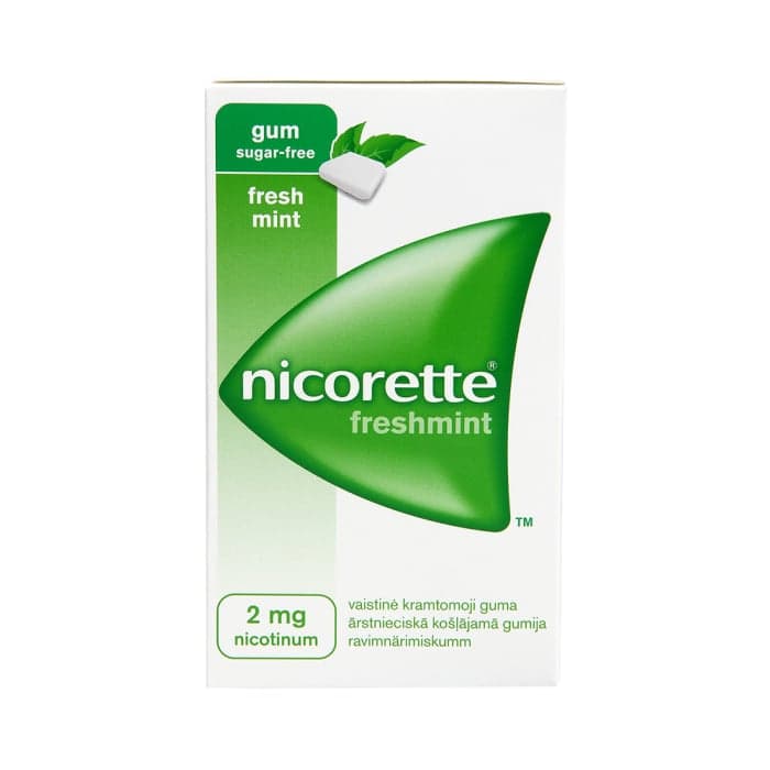 NICORETTE FRESHMINT 2 mg, 30 vienetų, vaistinė kramtomoji guma, N30-1