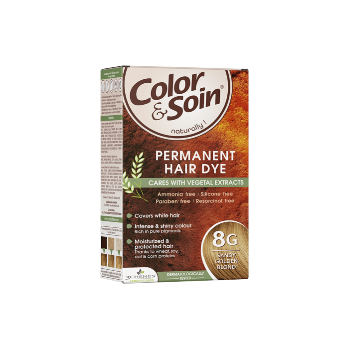 COLOR & SOIN plaukų dažai be amoniako 8G Sandy Golden Blond, 135 ml-1