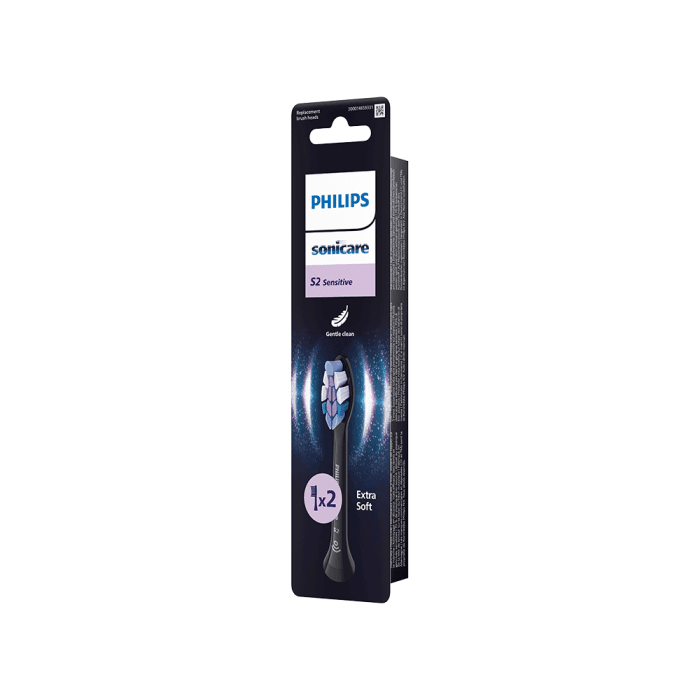 PHILIPS SONICARE, stand.dant.šep.galvut., SENSITIVE, 2 vnt, juodos HX6052/88, 2 vnt.