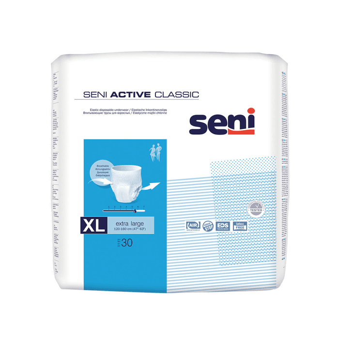 SENI ACTIVE sauskelnės-kelnaitės CLASSIC, XL dydis, 30 vnt.
