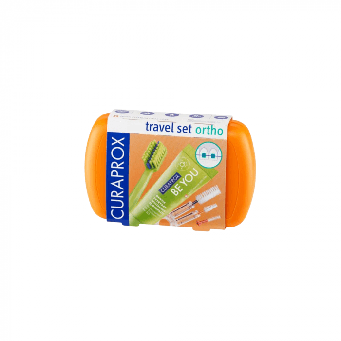 CURAPROX ortod. kelioninis rinkinys ORTHO, oranžinis, 1 vnt.