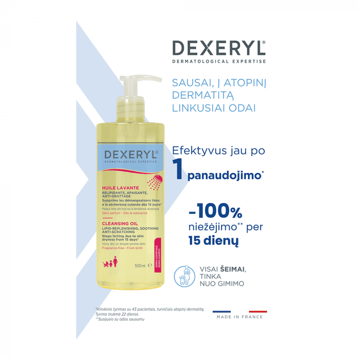 DEXERYL valomasis aliejinis prausiklis sausai odai, nuo gimimo, 500 ml-1