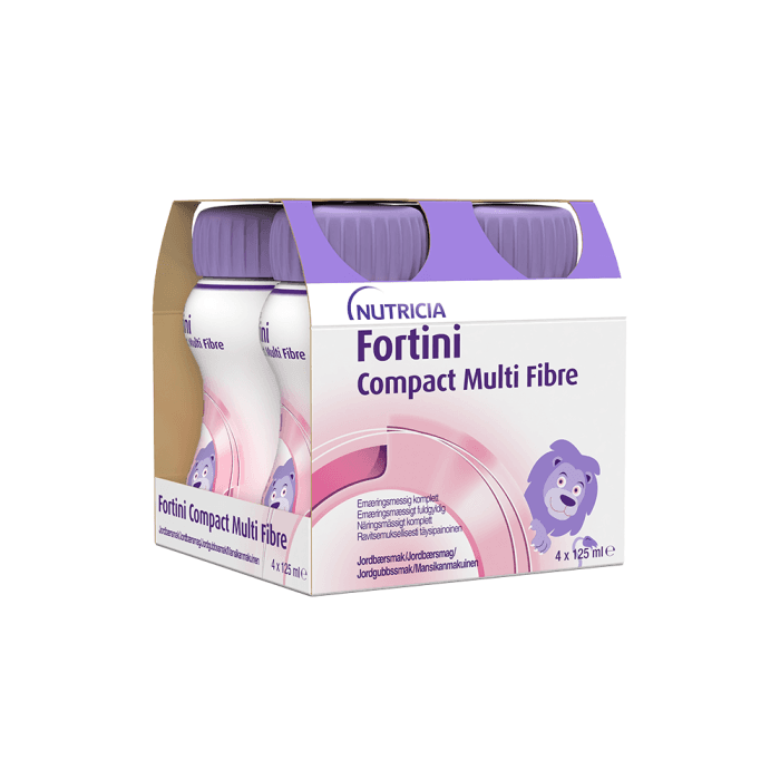 FORTINI compact multi fibre (braškių skonio), 4X125ML, 4 vnt.