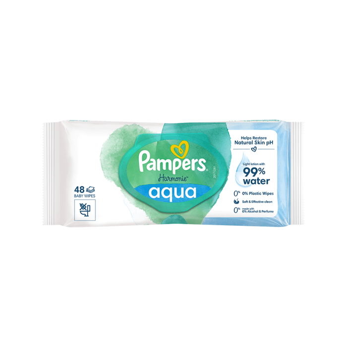 Kūdikių servetėlės PAMPERS Harmonie Aqua, 48 vnt.