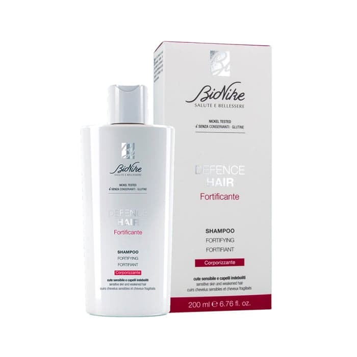 BIONIKE apimties suteikiantis plaukų šampūnas jautriai galvos odai ir silpniems plaukams DEFENCE HAIR FORTIFYING, 200 ml