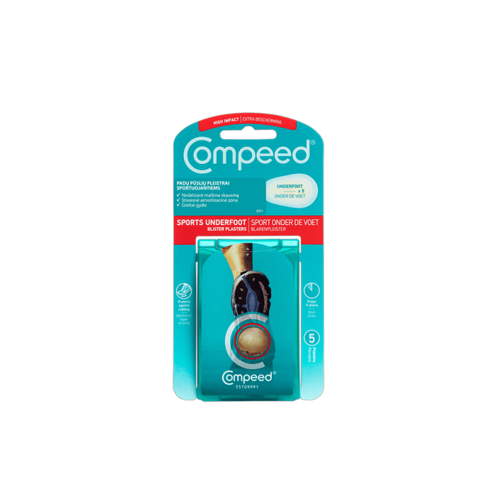 COMPEED padų pūslių pleistrai sportuojantiems, 5 vnt.