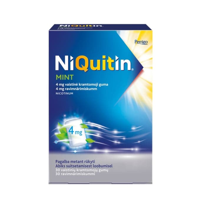 NIQUITIN MINT, 4mg, vaistinė kramtomoji guma, N30