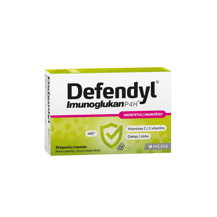 DEFENDYL imunitetui IMUNOGLUKAN P4H, 30 kapsulių