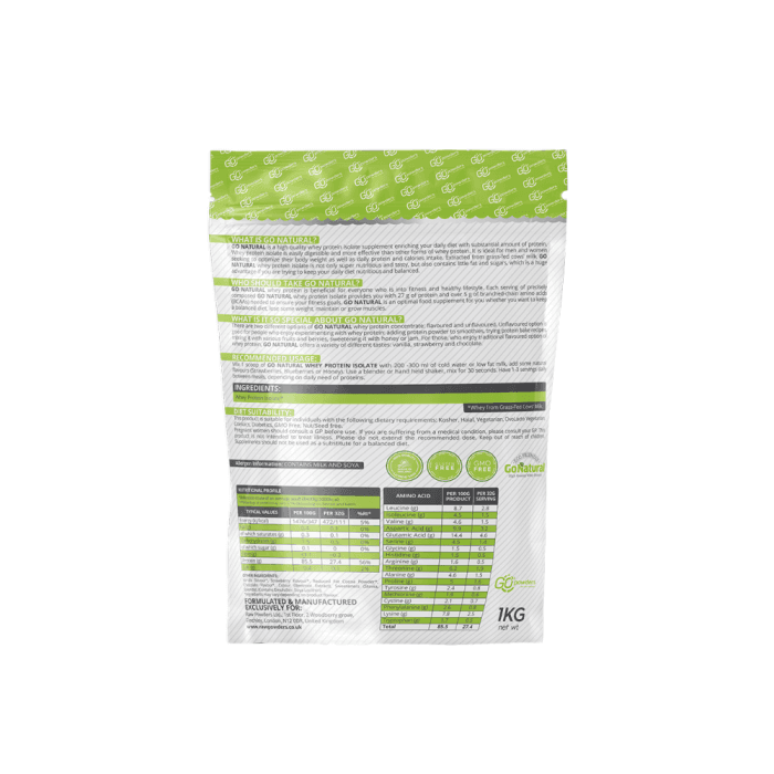 GO POWDERS išrūgų baltymai GO NATURAL, sausainių skonio, 1 kg-1