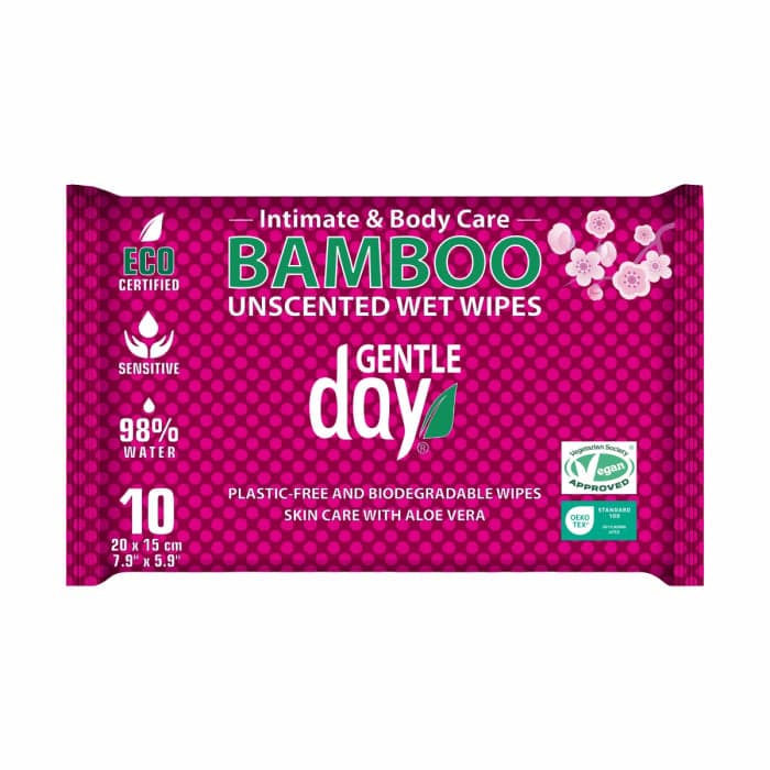 GENTLE DAY® hipoalerginės ekologiškos drėgnos servetėlės iš 100% bambuko viskozės, 10 vnt., 10 vnt.-1