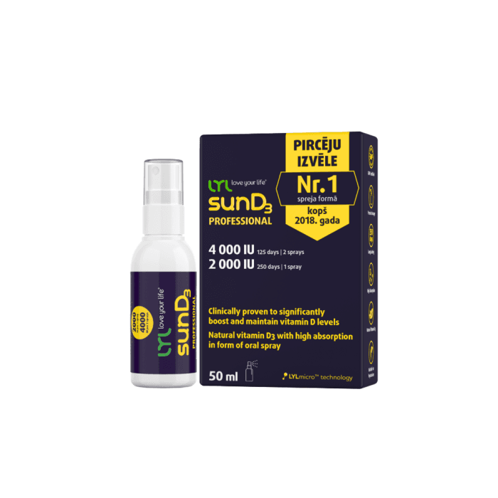LYL purškiamas vitaminas D3 4000 IU, 50 ml
