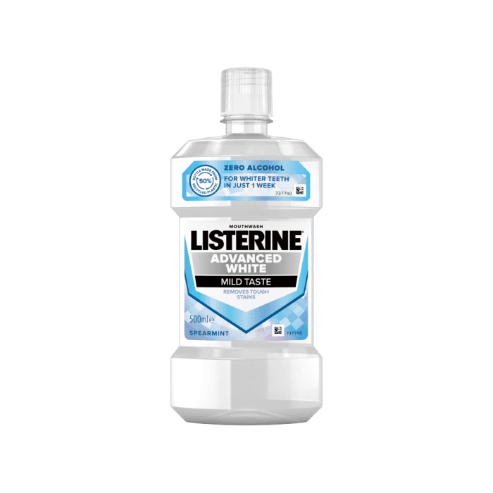LISTERINE burnos skalavimo skystis ADVANCED WHITE MILD TASTE, nuo 12 m., 500 ml
