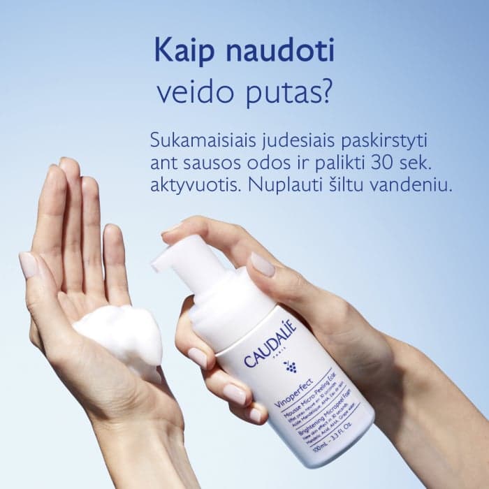 CAUDALIE šveičiamasis veido prausiklis pigmentuotai odai VINOPERFECT MICROPEEL FOAM, 100 ml-2