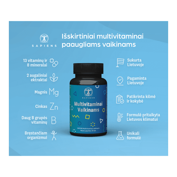 SAPIENS multivitaminai vaikinams (paaugliams), 30 tablečių-1