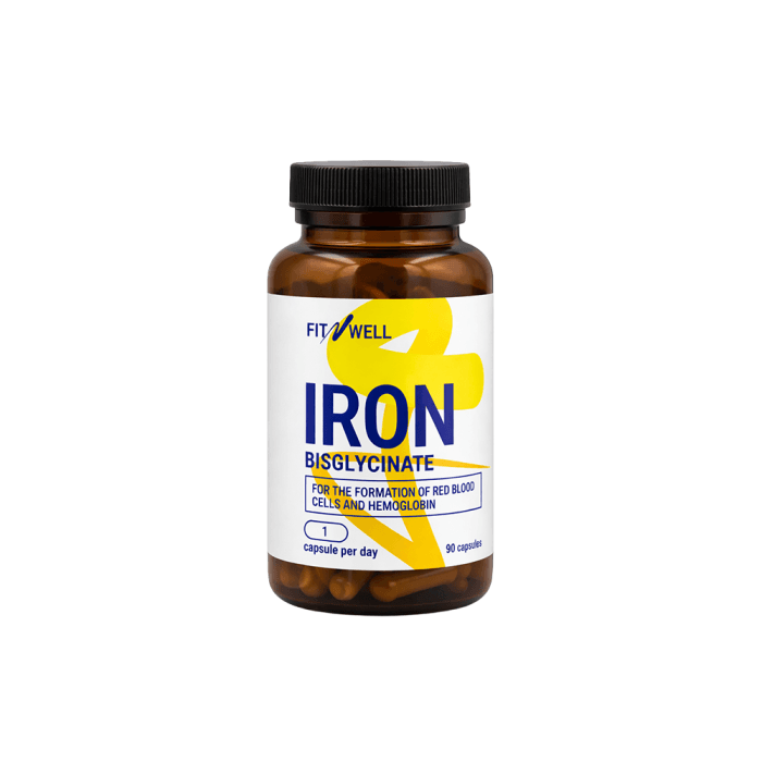 FITNWELL Iron bisglycinate, 90 kapsulių