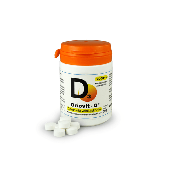 Oriovit-D 2000 TV, vitaminas D3, 100 kramtomųjų tablečių-1