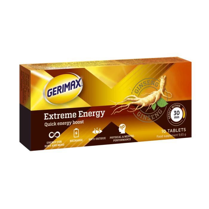 GERIMAX EXTREME ENERGY, 10 tablečių