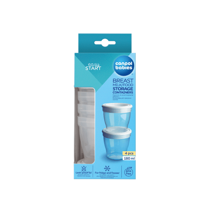 CANPOL BABIES indeliai mamos pienui ar maistui laikyti, 4 vnt., 180 ml