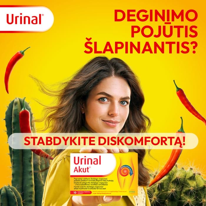 URINAL AKUT (spanguolės ir rykštenė šlapimo sistemai), 10 tablečių-1