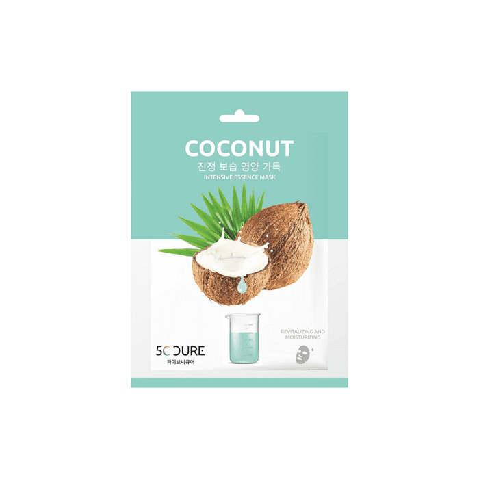 5C CURE lakštinė veido kaukė su kokosų ekstraktu, 1 vnt.
