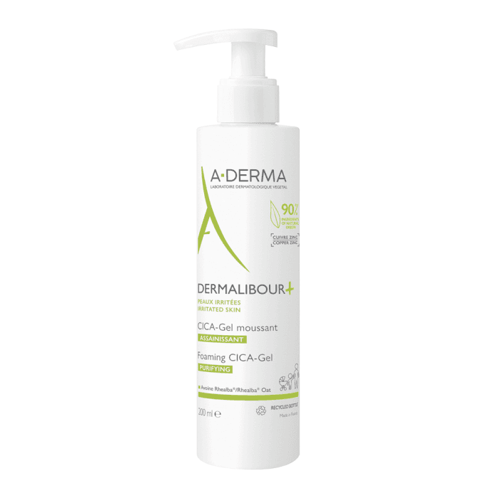 A-DERMA putojantis intensyvios priežiūros prausiamasis gelis DERMALIBOUR + CICA, 200 ml