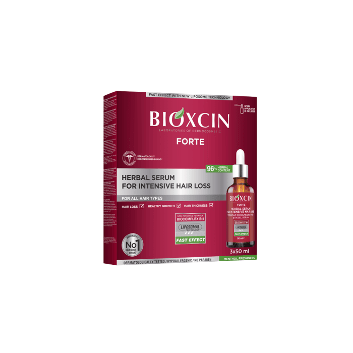 BIOXCIN FORTE serumas nuo intensyvaus plaukų slinkimo, 50 ml x 3 vnt., 150 ml-2