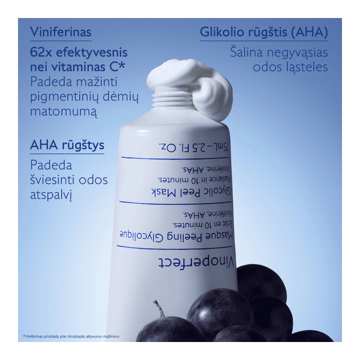 CAUDALIE šveičiamoji veido kaukė pigmentuotai odai VINOPERFECT GLYCOLIC PEEL MASK, 75 ml-2