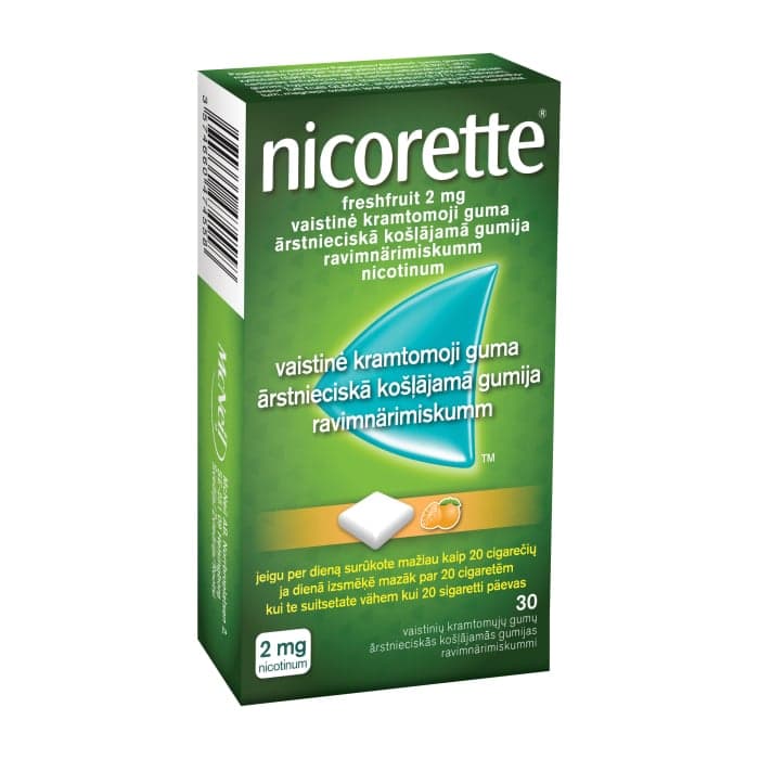 NICORETTE FRESHFRUIT, 2mg, vaistinė kramtomoji guma, N30-1