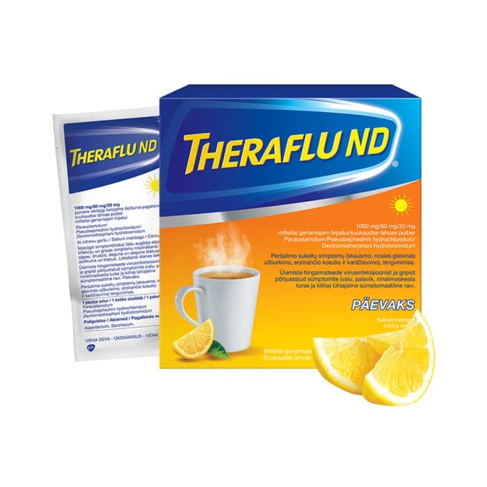 Theraflu ND 1000 mg/60 mg/30 mg, milteliai geriamajam tirpalui, N10