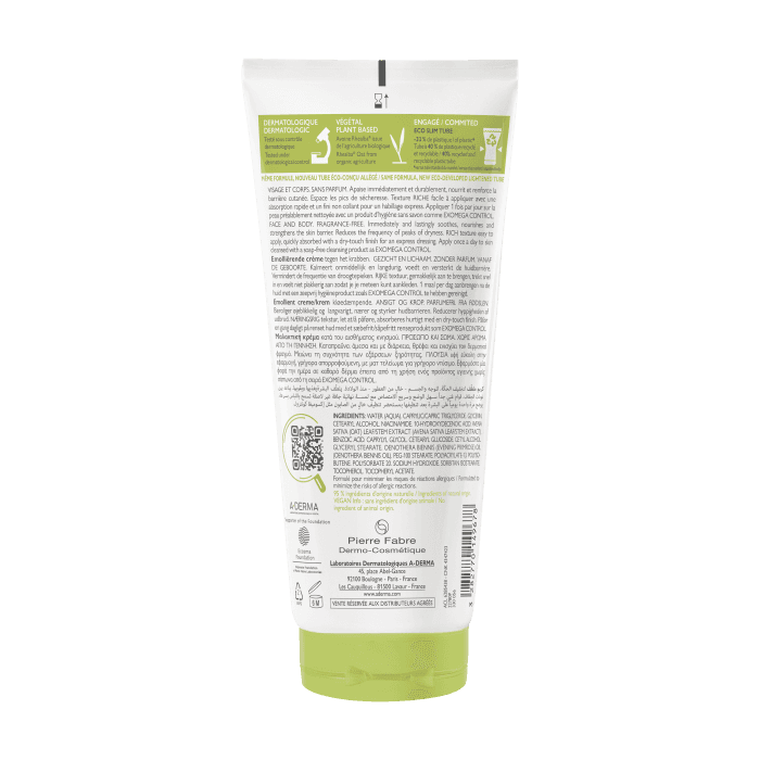 A-DERMA veido ir kūno kremas-emolientas sausai, atopinei odai EXOMEGA CONTROL, 200 ml-1