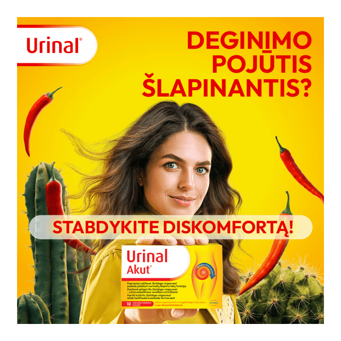 URINAL AKUT (spanguolės ir rykštenė šlapimo sistemai), 10 tablečių-1