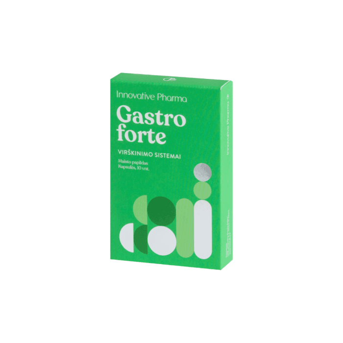 GASTRO FORTE, nuo 12 m., 10 skrandyje neirių dengtų kapsulių