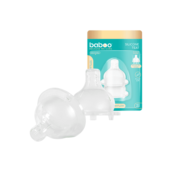 BABOO® antikolinis silikoninis žindukas, tirštiems skysčiams, 2 vnt, 6+ mėn, 2 vnt.