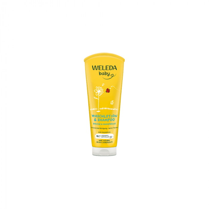 WELEDA vaikiškas šampūnas ir kūno prausiklis su medetkomis CALENDULA BABY, 200 ml