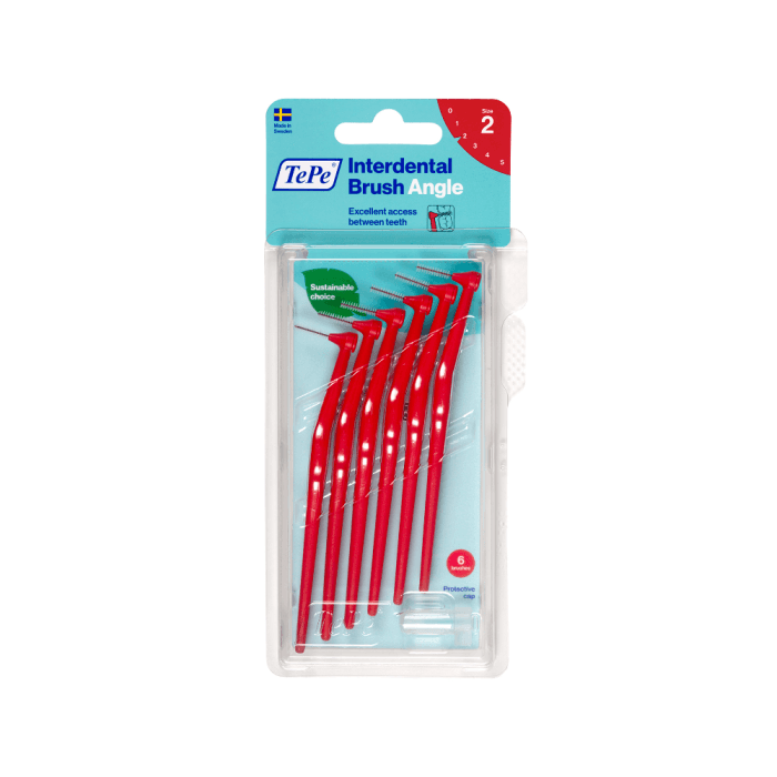 TEPE tarpdančių šepetėliai ANGLE, 0,5 mm, raudona spalva, 6 vnt.