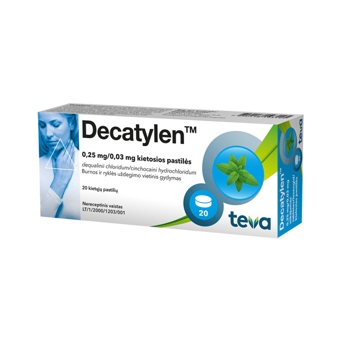 DECATYLEN, 0,25mg+0,03mg, kietosios pastilės, N20