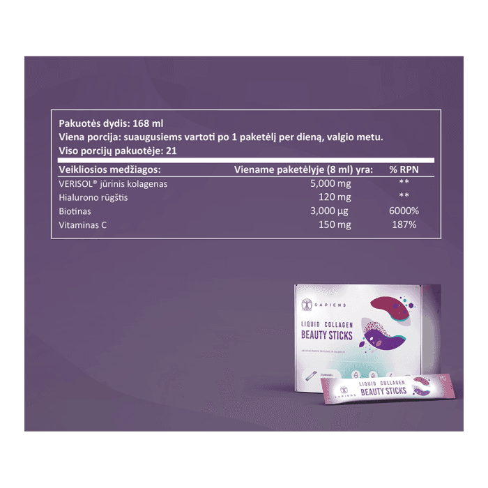 SAPIENS Liquid Collagen Beauty Sticks, 21 pakelių-2