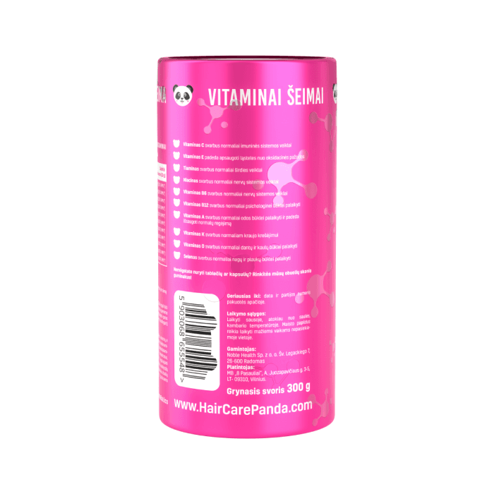 HAIR CARE PANDA VITAMINAI ŠEIMAI, 60 guminukų-2